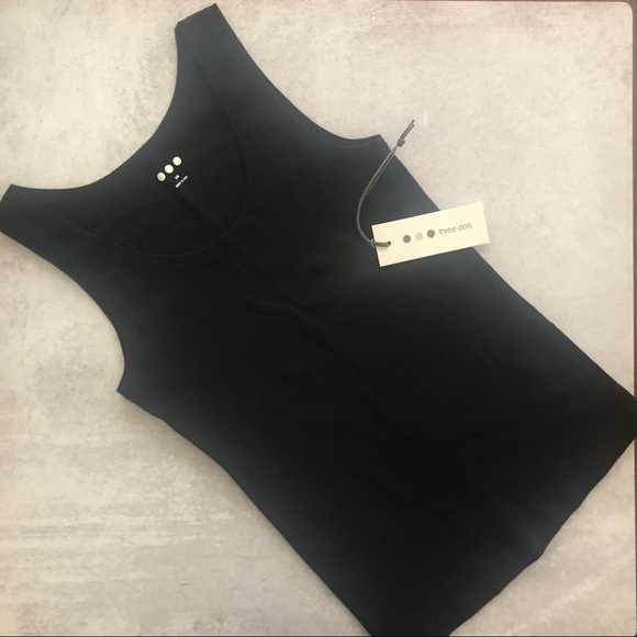🌼 Anthropologie Three Dots Knit Rocker Tank, Black XS NWT - Picture 3 of 6